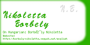 nikoletta borbely business card